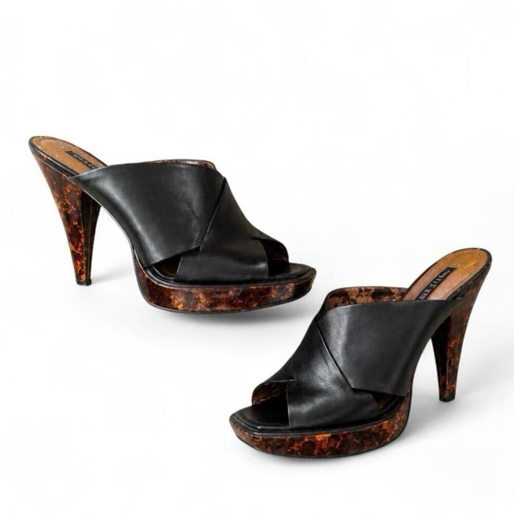 Nine west black leather mules
